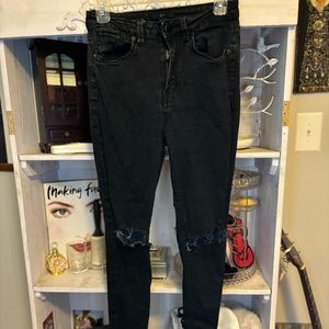 Forever 21 High Rise Skinny Jeans with Distressed Knees-Sz. 28